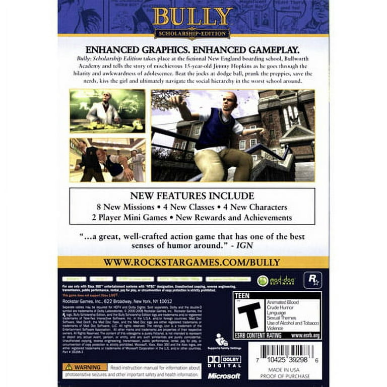 Jogo Bully Scholarship Edition Para Xbox One / Xbox 360 na Americanas  Empresas