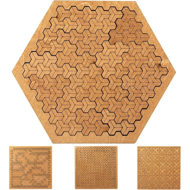 Fractal Tray Puzzles, Hard Difficult Wooden Jigsaw Puzzles for Adults, Unique Irregular Creative Labyrinth Impossible Difficult, Reverse Thinking Puzzle, No Image Puzzle (B)