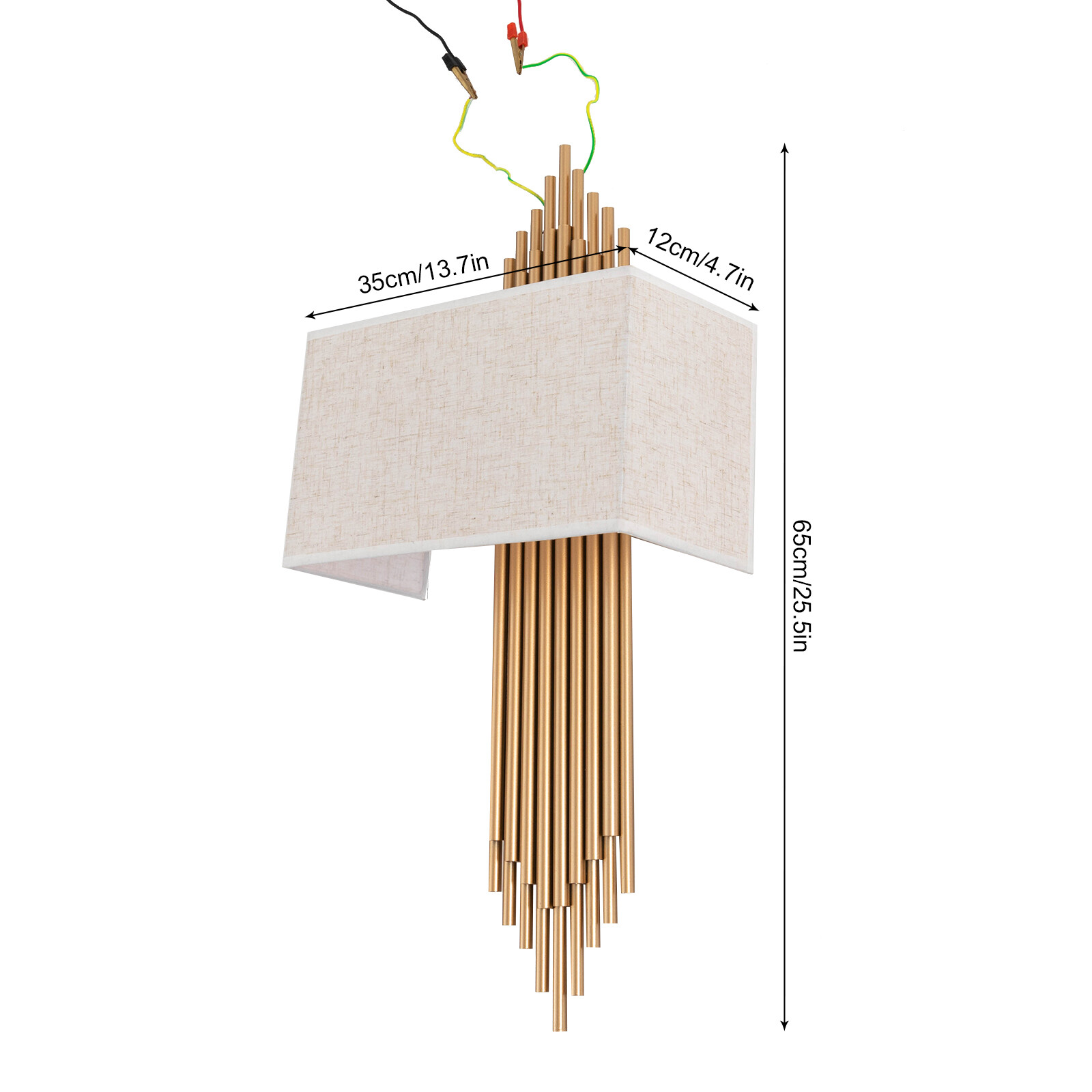 Modern Wall Sconce, 2-Light Bamboo Raft Design Gold/White Wall Lamp for Living Room Bedroom, Dimmable E12 Candelabra Base, Metal & PVC Artistic Light Fixture for Hallway, Dining Room, Entryway