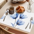 thumbnail image 3 of Light Blue Tulip Placemats Set of 6 Spring Modern Rustic Floral Botanical Place Mats Indoor Wipeable Table Mats Washable Cloth Dining Table Placemats for Kitchen Holiday Party Home Decor 13x19 Inch, 3 of 9