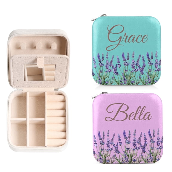 Jewelry Case with Custom Name,Personalized Jewelry Box for Women,Small Travel Jewelry Organizer for Rings, Necklaces, Bracelets, Earring
