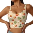 thumbnail image 2 of Haiem Floral Strawberr Pattern Womens Sports Bra - U Neck Padded Low Impact Yoga Bra Workout Crop Top Gym Moisture-Wicking Workout Vest -Small, 2 of 9