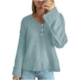 thumbnail image 2 of Women'S Pullover Sweaters, Women Casual Soild Long Sleeve Button Knit Pullover V-neck Sweater Coat Jersey de Navidad para mujer, 2 of 7