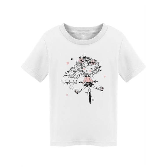 Little Girl Rides A Bicycle T-Shirt Toddler -Image by Shutterstock,  3 Toddler