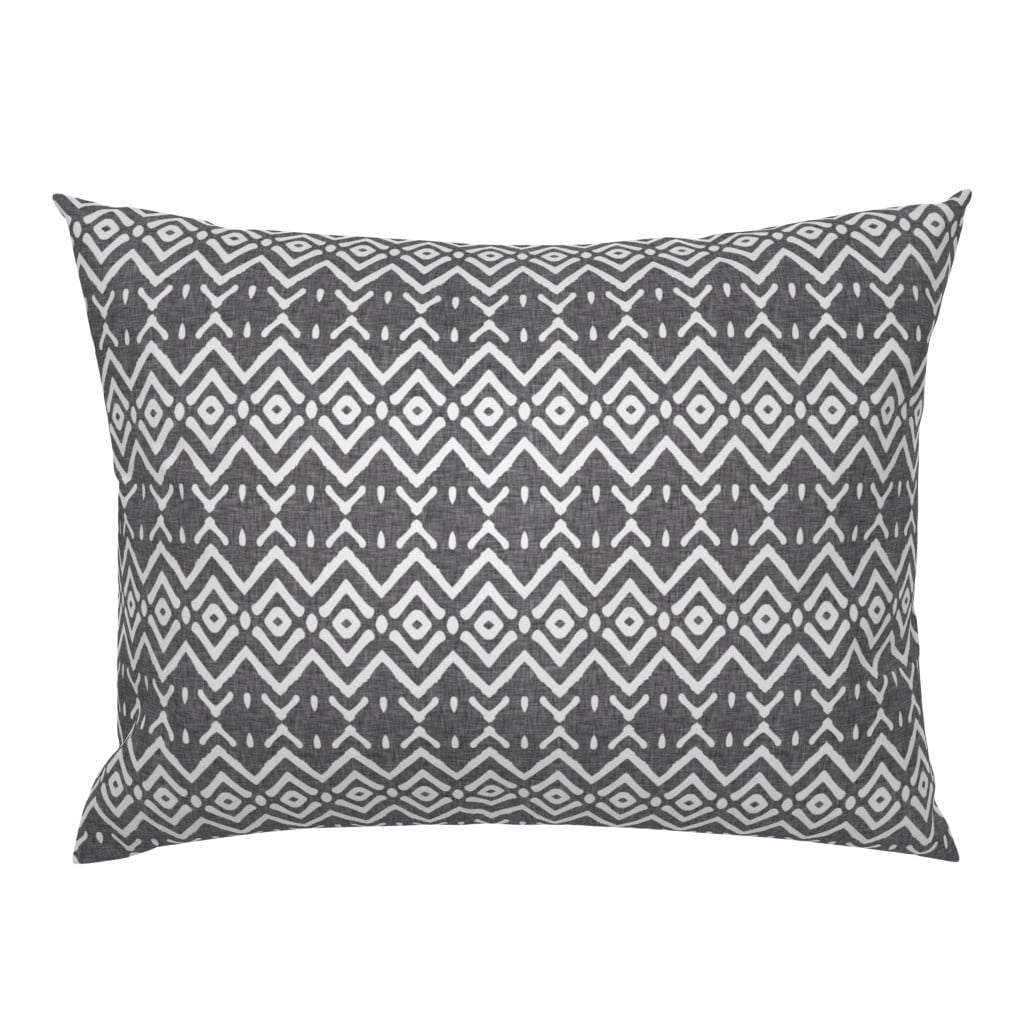 Mudcloth African Inspired Mint Green Tribal Home Geo Boho Decor Print Roostery Pillow Sham 100% Cotton Sateen 26in x 26in Knife-Edge Sham