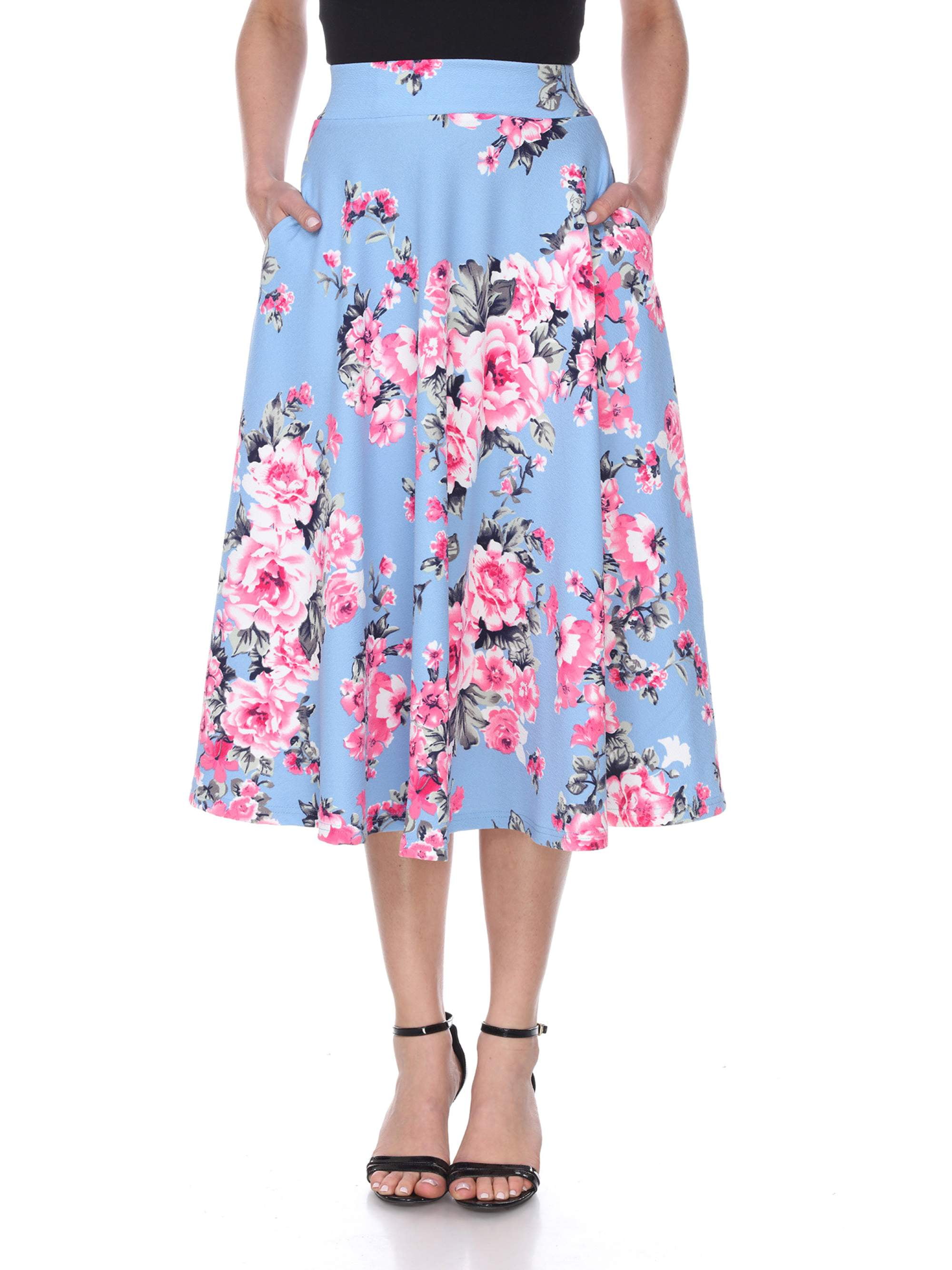 Women's Floral Printed Midi Skirt - Walmart.com