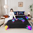 thumbnail image 4 of Castle Fairy Children Teens Adults Gradient Video Game Gamepads Bedding Comforter Set 2pcs,Abstract Boys Game Controller Twin Comforter Sets Microfiber,Hippie Graffiti Splash Breathable Bedding Set, 4 of 8