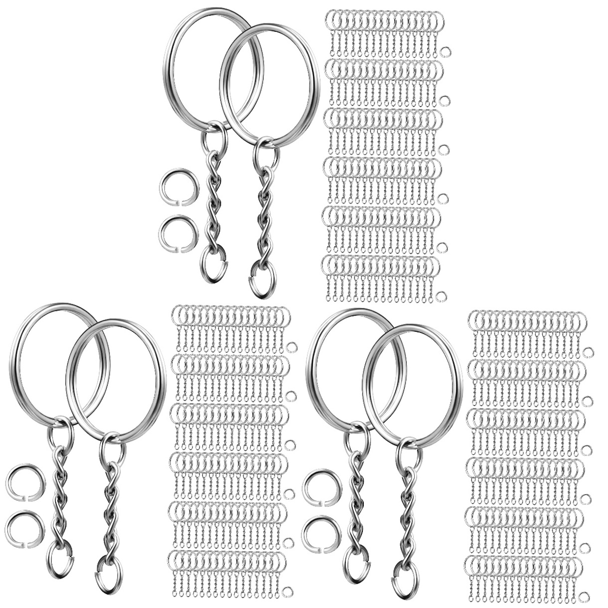 MLINS 360 Pcs  Keychain Making Accessories Key Rings Jump Rings with Chains for Organizing Keys and Making Crafts