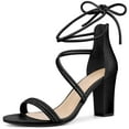 thumbnail image 1 of Sandalias de Tacón Grueso Perphy de Mujer con Tiras y Cordones Negro US 6/UK 4/EU 37, 1 of 6