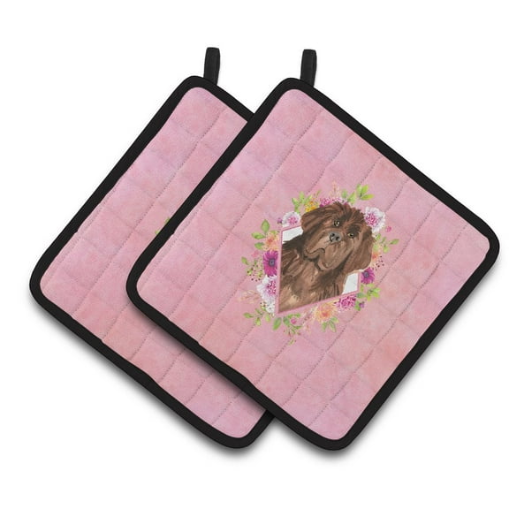 Newfoundland Pink Flowers Pair of Pot Holders