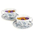 thumbnail image 2 of STPgoods Blue Flowers Bone China Tea Cup and Saucer Set for 1 in Gift Box 8.45 fl oz Kitchen Teacup Porcelain Tea and Coffee Cup, 2 of 8