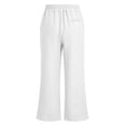 thumbnail image 6 of Lullu Girls Pants Kids Summer Casual Beach Loose Long Trousers with Pockets, White, Sizes 5-14, 6 of 8