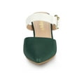 thumbnail image 6 of BLISSFUL STEP Women's Pointy Toe Block Heel Dress Mules Pumps Green White 7, 6 of 7