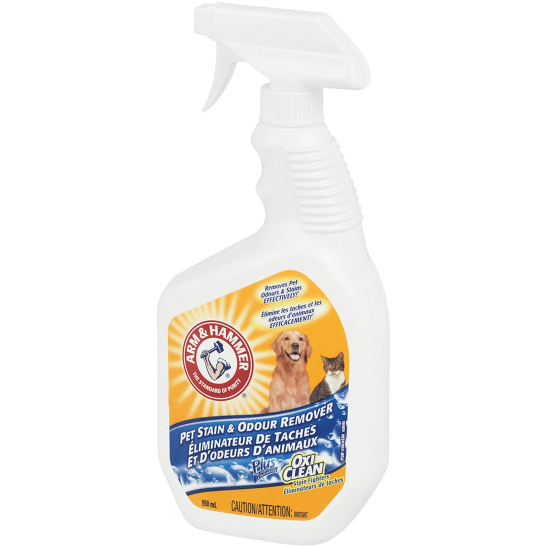 Spray nettoyant pour taches et odeurs pour animaux Arm and Hammer avec Oxiclean, pour pour les chats et les chiens, 950 ml