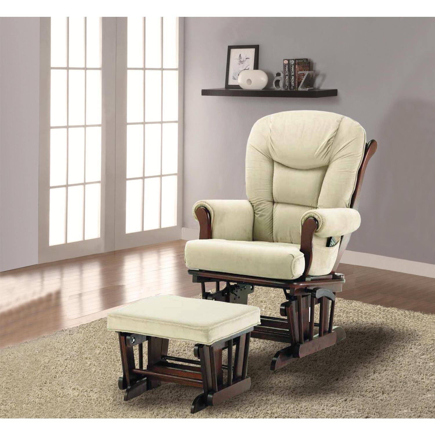 Naomi Home Storage & Wooden Legs Glider Rocking Chair, Cream - image 2 of 6