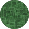 thumbnail image 1 of Ahgly Company Indoor Round Patchwork Emerald Green Transitional Area Rugs, 7' Round, 1 of 4