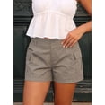 thumbnail image 2 of LMLYSoH Women Cargo Shorts Solid Color Vintage Elastic Casual Summer Low Waist Shorts with Pockets for Nightclub Streetwear, 2 of 8