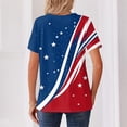 thumbnail image 4 of LWavelet Fourth of July Shirts for Women 3/4 Length Sleeve Tops Round Crew Casual Glitter Patriotic Stripe Tee Blue L, 4 of 4