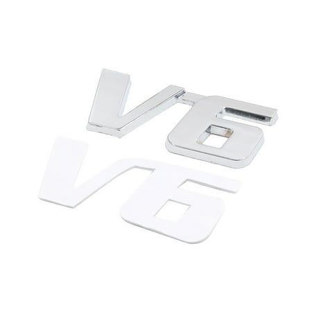 Adhesive Car Badge - Silver Tone Metal V6 Pattern Adhesive Badge Emblem Sticker Decoration for Car