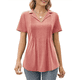 thumbnail image 1 of Camisetas de Corta para Mujer, Cuello en V, Blusas Básicas de Verano, Moda 2025, Blusa Informal de Trabajo para Negocios. Melocotón M, 1 of 8