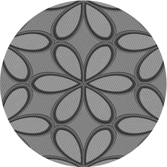 Ahgly Company Indoor Round Patterned Gray Dolphin Gray Area Rugs, 7' Round