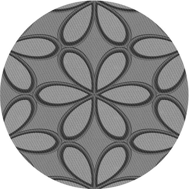 Ahgly Company Tapis d'Intérieur Rond Lavable en Machine Gris Transitionnel, 4 Pieds Rond