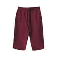 thumbnail image 5 of Hot Sale! Clearance! Women's Knee Length Short Pants Ladies Loose Drawstring Casual Solid Color Shorts Wine L, 5 of 5