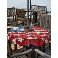 thumbnail image 2 of Outdoor Tablecloth with Umbrella Hole for Patio/Picnic/Party/Camping, 4th of July Floral Waterproof Table Cloth Round Cover Washable, Country Blue Red Poppy American Flag (Dia 54"), 2 of 8