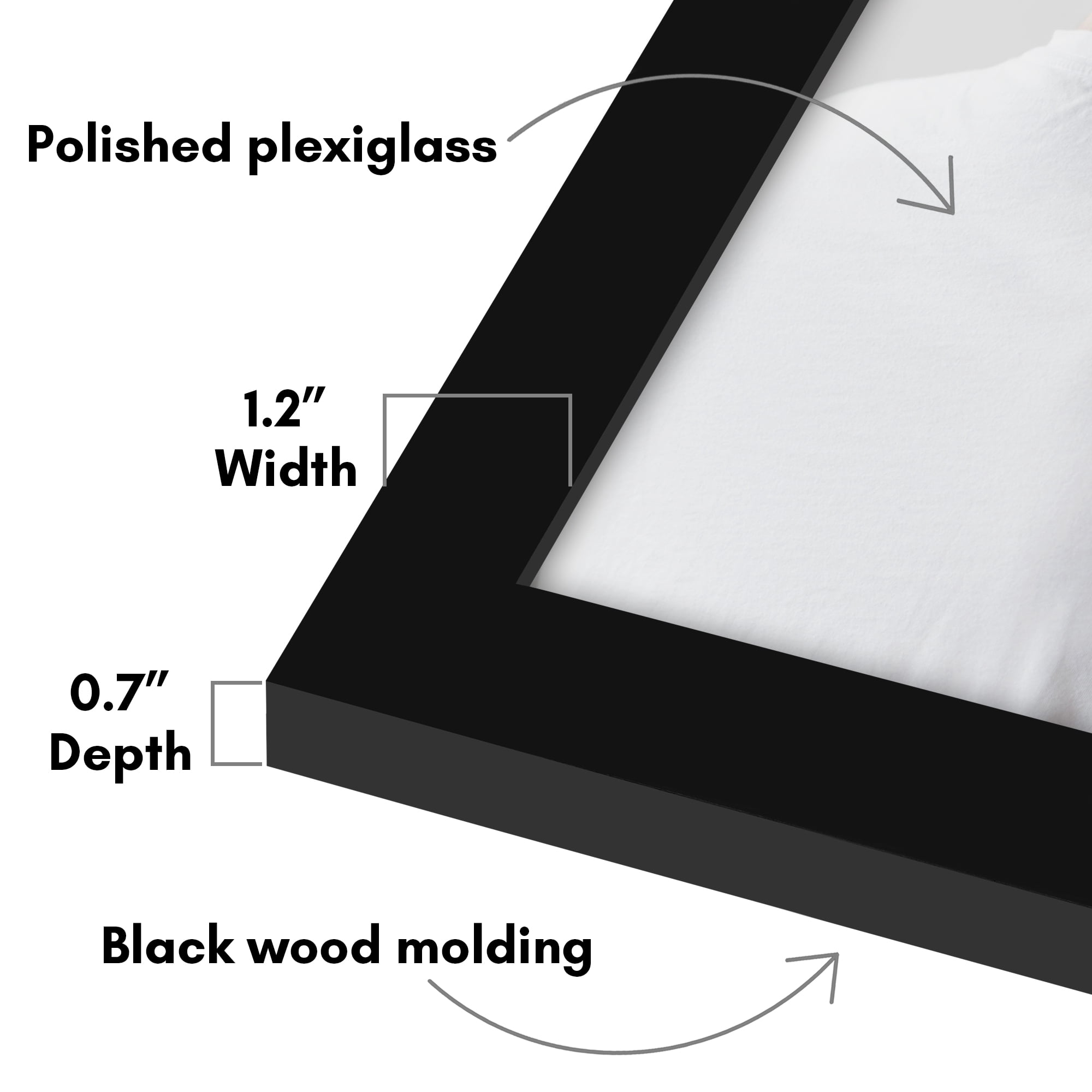 Americanflat 20x24 Picture Frame with Polished Plexiglass Wide Photo Frames Made Vertical Horizontal - Black