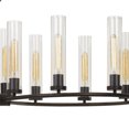 thumbnail image 2 of 8 Bulb Chandelier with Arched Wooden and Metal Frame, Brown and Bronze- Saltoro Sherpi, 2 of 5