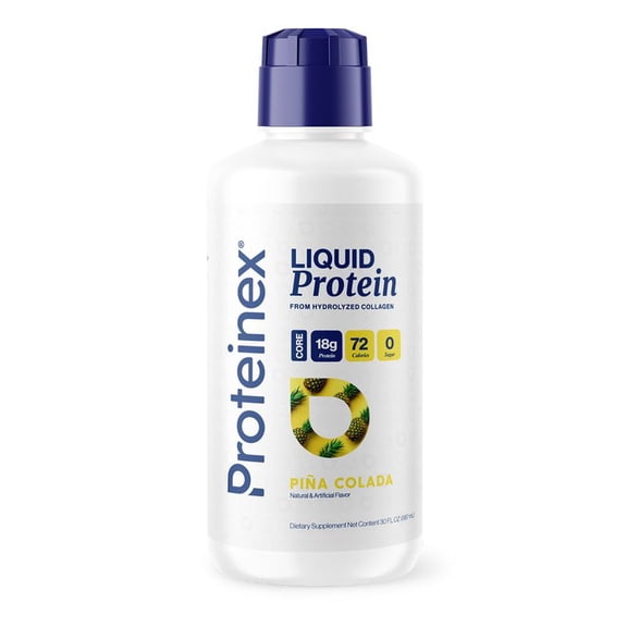 Proteinex Core Liquid Collagen Peptides, 18g Protein per serving | Zero Sugar, Zero Carbs, Ready to Drink | (Pina Colada, 30 Fl Oz)
