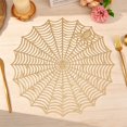 thumbnail image 6 of 15 Inch Halloween Round Placemat, Hollow Out Decorative Table Mat, Beige Spider Web Style Table Centerpiece for Halloween Dinner Party, Kitchen Dining Table, Bar, Cafe and Holiday Home Decor, 6 of 8