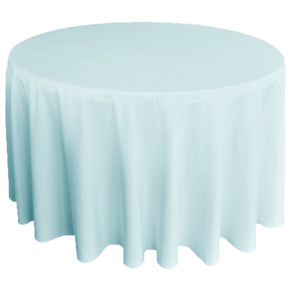Wedding Linens Inc. 120'' Round Premium(200 GSM) Polyester Linen Tablecloth Baby Blue