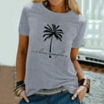 thumbnail image 2 of Trendfront Womens Summer Crew Neck Short Sleeve Tops Beach Hawaii Style Coconut Tree Tees Palm Print Casual Vacation Wear T-Shirts, 2 of 4