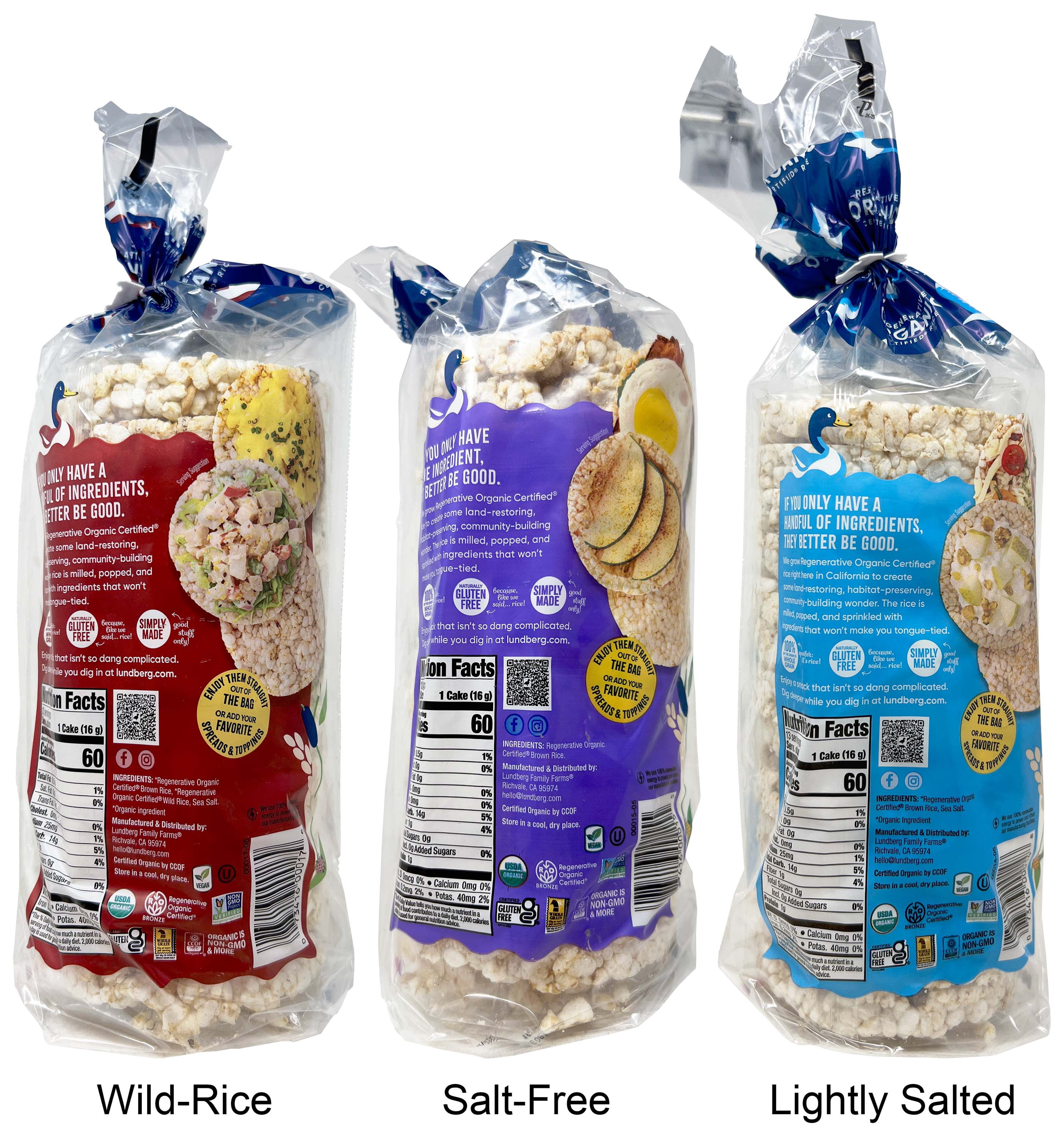 Lundburg Rice Cakes 3 Flavor Variety Pack - Wild Rice, Salt-Free, Lightly Salted - 3 Pack | MerlinsMart Zine