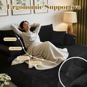 Kelyda 130'' Boneless Sectional Couch, Modern Chenille U Shaped Modular Cloud for Living Room Black
