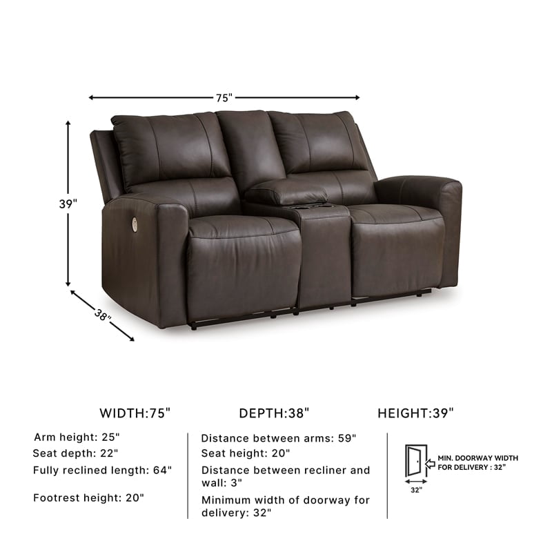 Signature Design by Ashley Boxmere Brown Power Reclining Loveseat with Console
