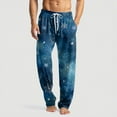 thumbnail image 2 of WTOBBY Men's Knitted Christmas Print Casual Pants with Pockets, Soft Lounge Sleep Pajama Bottoms for Holiday and Home Wear,Blue 2XL, 2 of 7