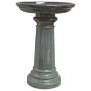 Burley Clay Zanesville Glazed Juniper Green Ceramic Bird Bath Walmart Com Walmart Com
