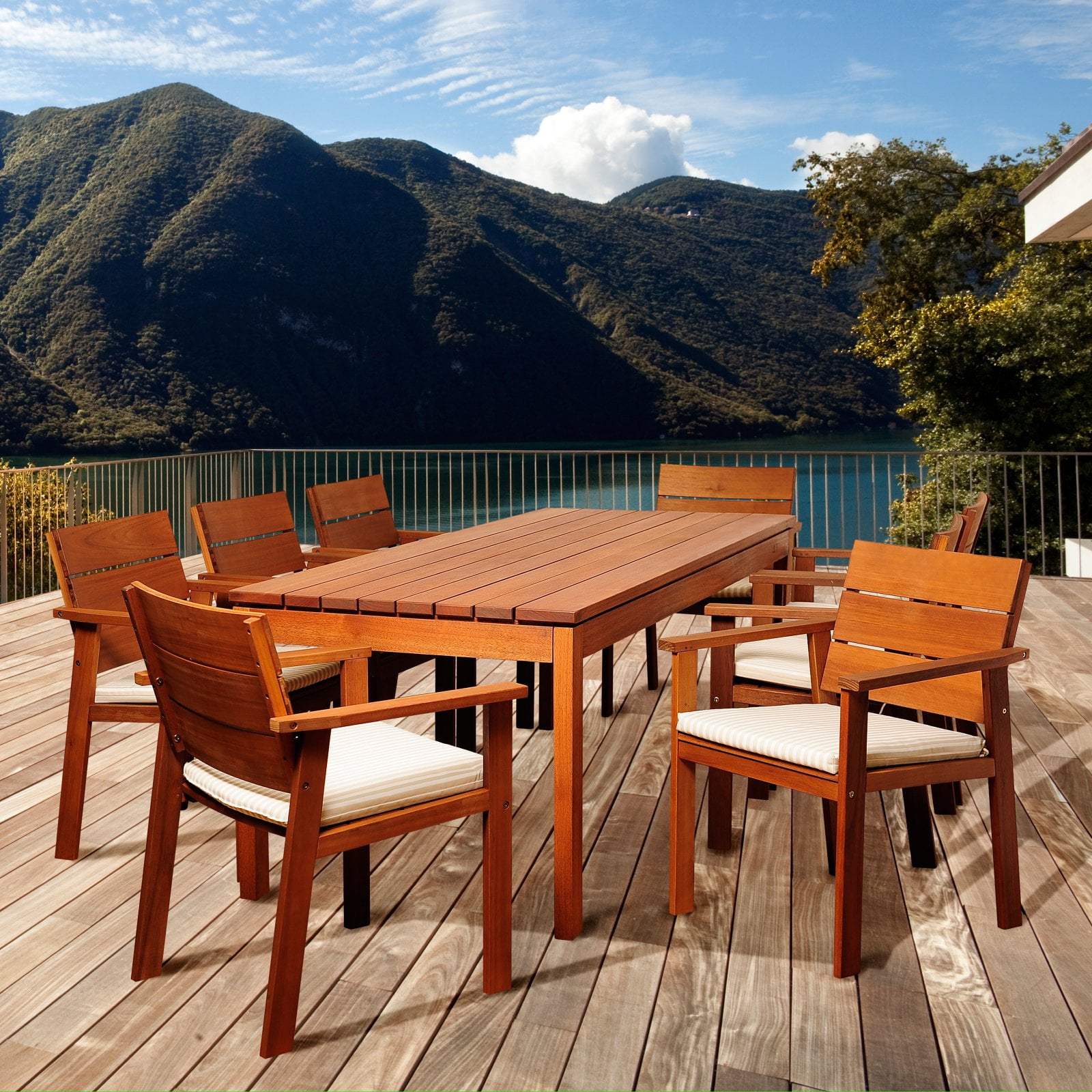 Amazonia Deerfield Eucalyptus 9 Piece Rectangular Patio Dining Set