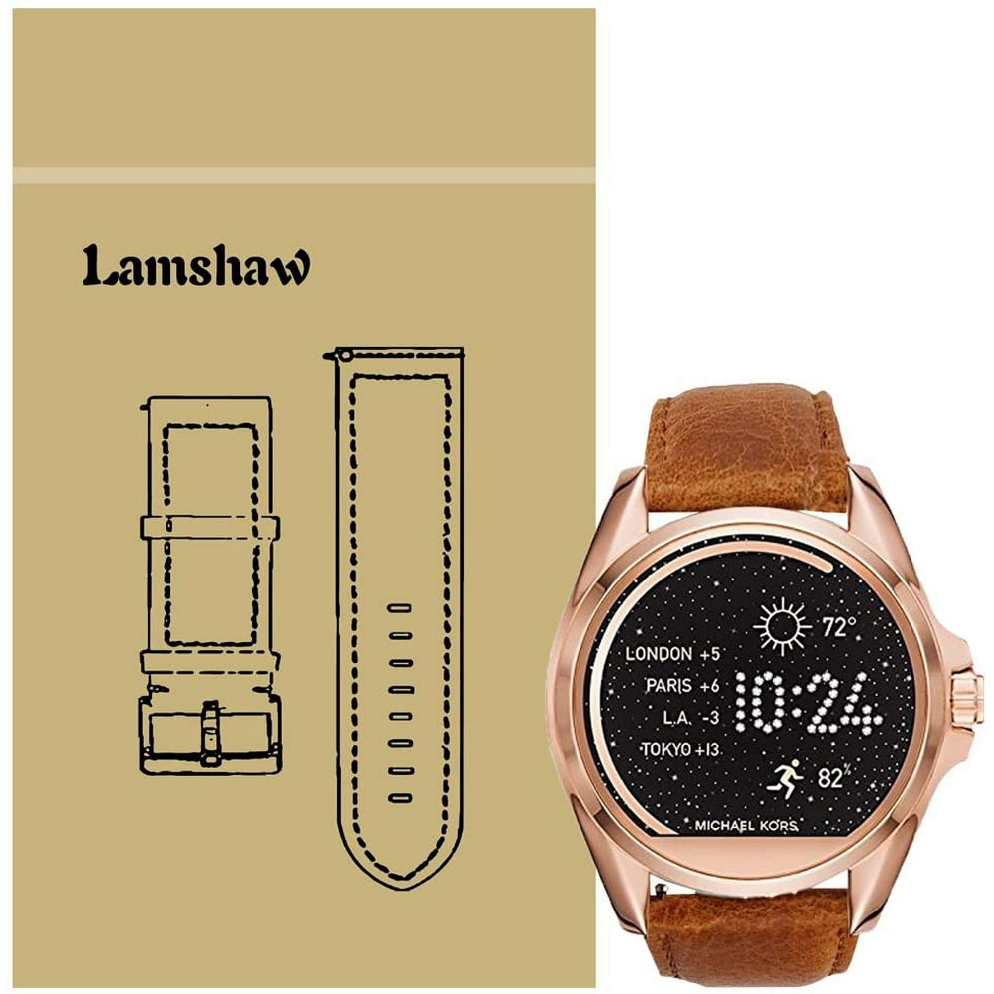 Lamshaw Leather Strap Replacement Band for Michael Kors Smartwatch 