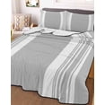 thumbnail image 3 of Quilts Twin Size Bedding Set, Farmhouse Grey Lightweight Quilted Comforter, Aesthetic Modern Line Striped Soft Reversible Bedspread Coverlet with Pillow Covers for All Season, 68" x 86", 3 of 7