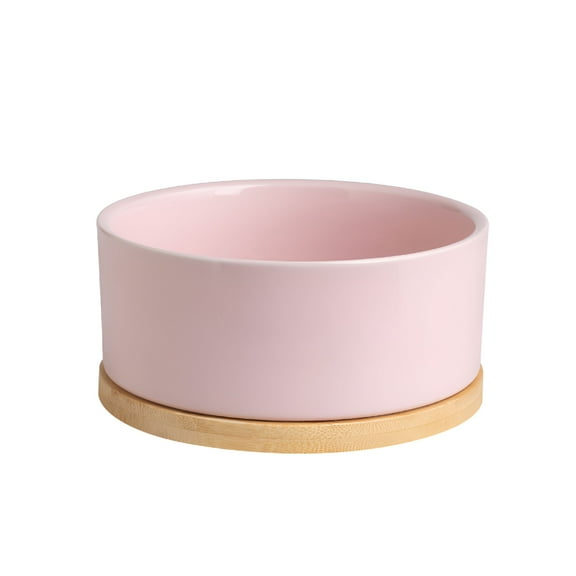 ACDANC 350Ml Heated Cat Bowl Thermal Pet Water Bowl with Wood Base Heating Electric Ceramic Bowl with Thermostatic Control for Dogs Cats Rabbit Ceramic Dog Bowls