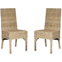 SAFAVIEH Beacon Bohemian Rattan Solid Dining Parsons Chair, Natural (Set of 2)
