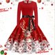 thumbnail image 1 of Vestidos de Mujer Vestido de Mujer de Corte A, Vestido Navideño de Manga Larga Con Cuello Redondo y Lazo, Vestido Elegante Con Falda de Fiesta En La Cintura, 1 of 3