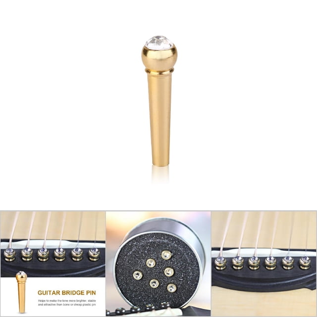 De Pines De Puente De Guitarra Hechos De Latón Con Decoración De Puntos De Cristal, Juego De Pines De Puente De Hueso De Guitarra, Piezas De Repuesto, Piezas De Instrumentos