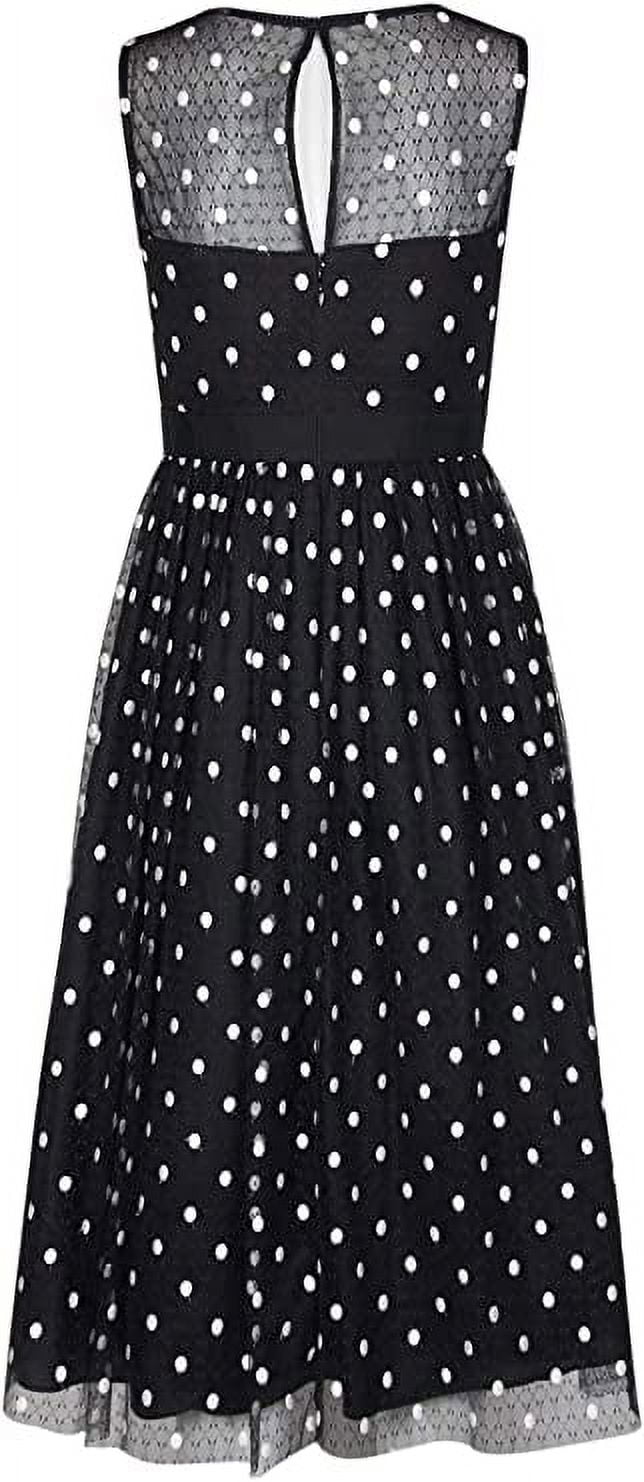 Tea Length Adrianna Papell Polka Dot Dress Adrianna Papell Black