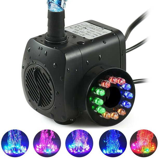 Bomba De Fuente De Agua Sumergible De 15 W Con 12 Luces Led Para Piscina De Jardín De Estanque De Pecera Moyic HA024355-03