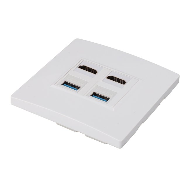 Plaque Murale 4 Ports, Installation Facile 4K 60HZ Interface Multimédia Ethernet USB3.0 pour Ordinateur pour Projecteur