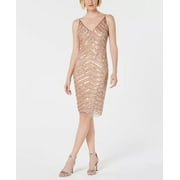 Adrianna Papell Women's Hand-Beaded Sheath Dress Pink Size 10